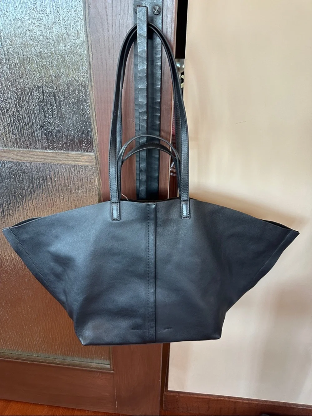 All Saints PHOENIX SPACIOUS LEATHER TOTE BAG Black Leather Tote Bag NWT